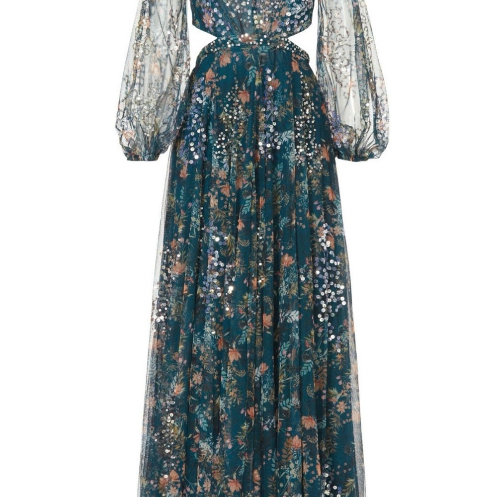 Mac Duggal Elegant Floral Sequin Dress - Picture 4 of 5